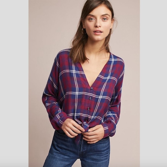 Rails Tops - Anthropologie Rails Cropped Button Down Top, Small